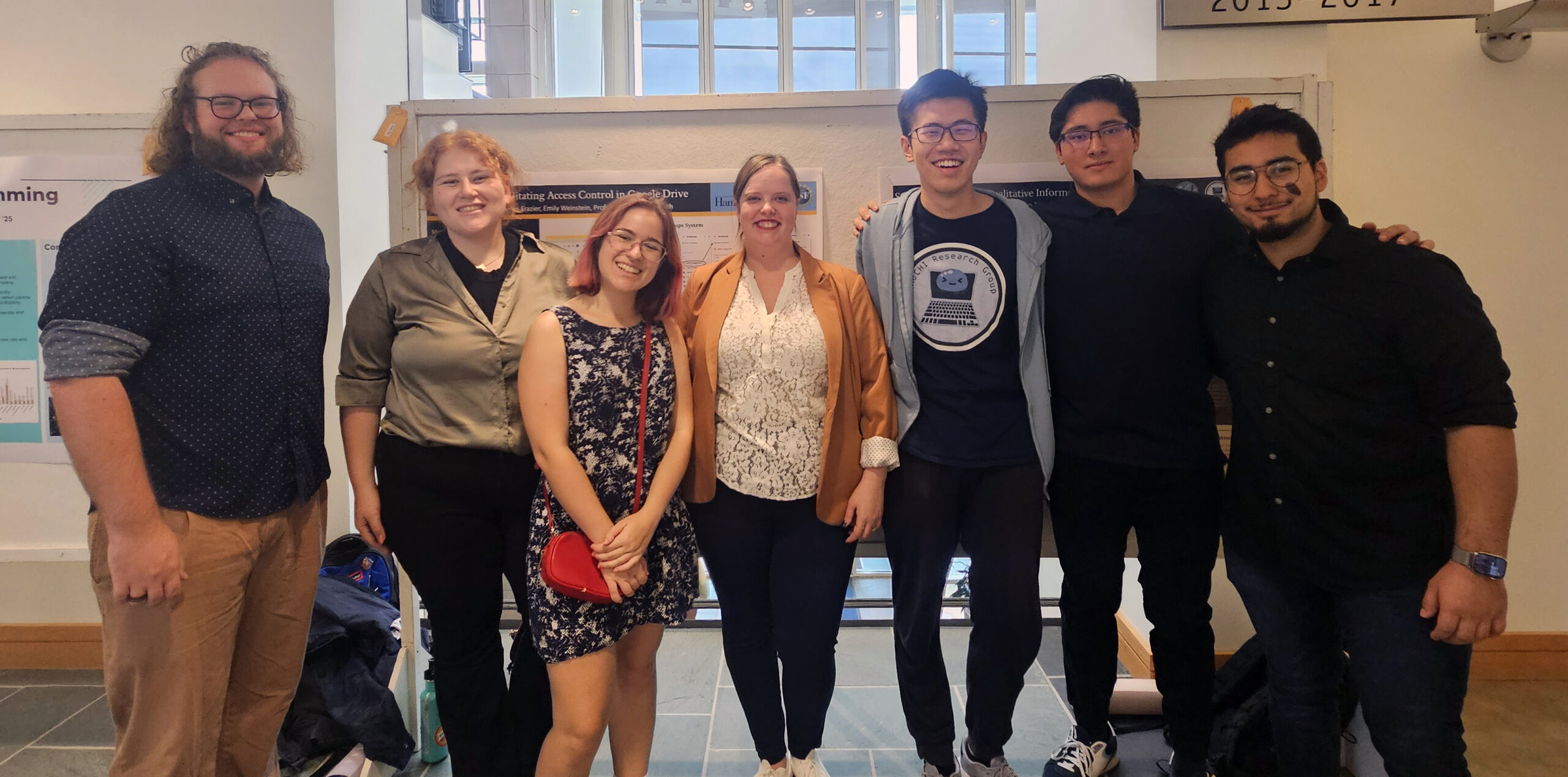 The MoCHI Research Lab stands in front of their posters at Hamilton's family weekend poster session, Fall '23.