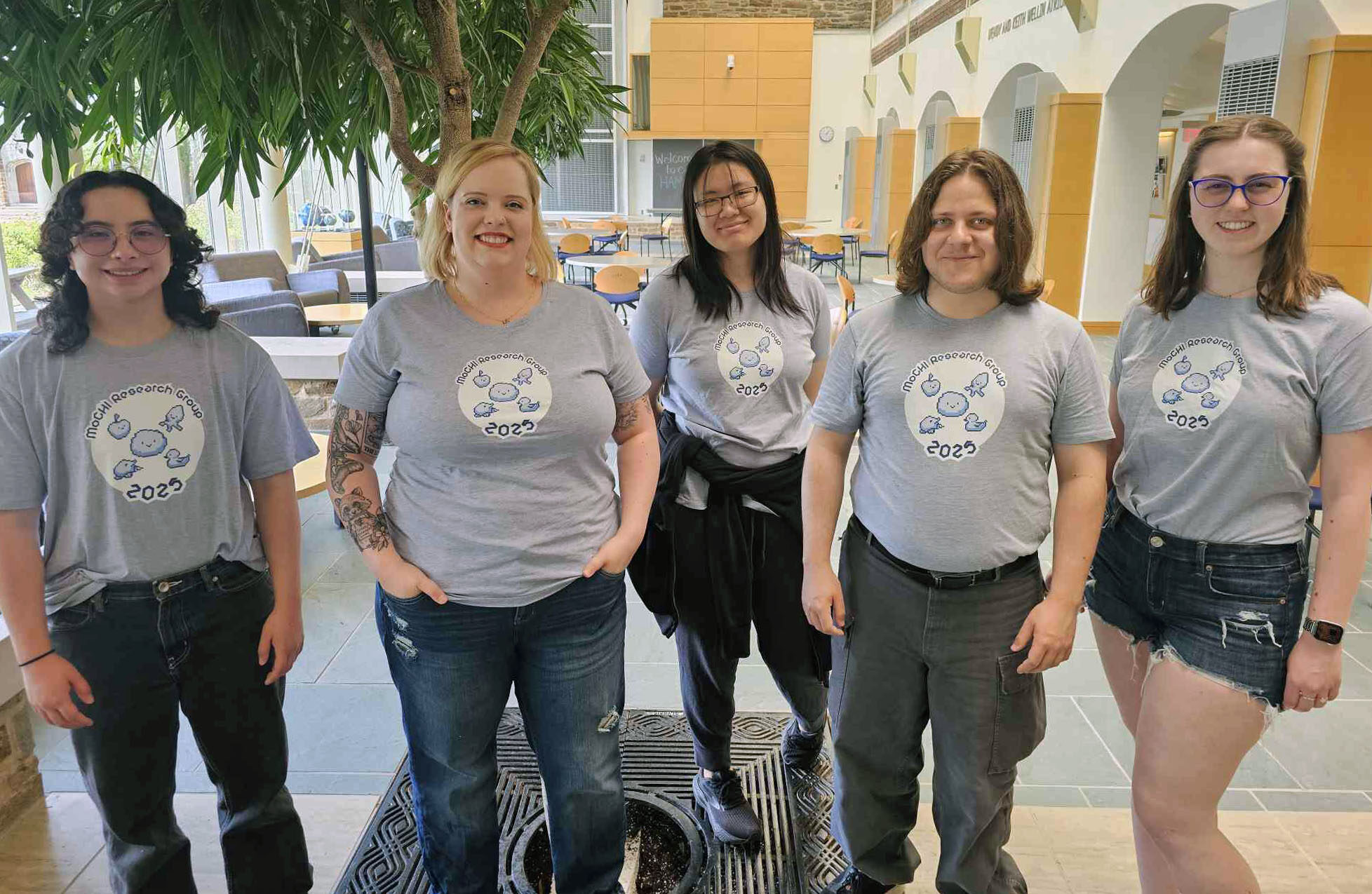 The MoCHI lab from left to right: Soren Lera, Dr. Sarah Morrison-Smith, Catherine Zhang, Seth Moore, and Leah Reed.